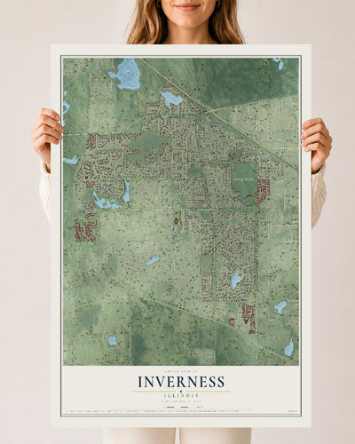 Map of Inverness, Illinois, 24 x 36 inch unframed archival matte print