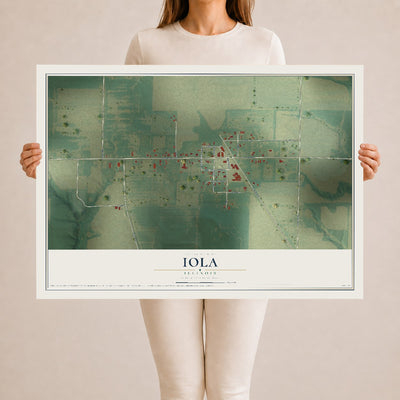 Map of Iola, Illinois, 24 x 36 inch unframed archival matte print