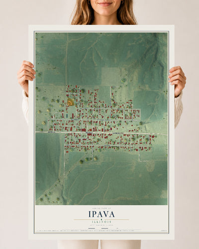 Map of Ipava, Illinois, 24 x 36 inch unframed archival matte print