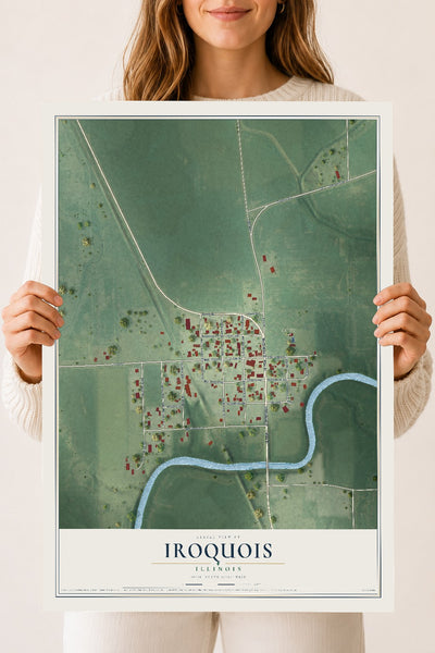 Map of Iroquois, Illinois, 18 x 24 inch unframed archival matte print