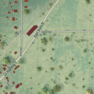 Second close-up of the map of Irving, Illinois print showing more streets and buildings