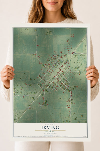 Map of Irving, Illinois, 18 x 24 inch unframed archival matte print