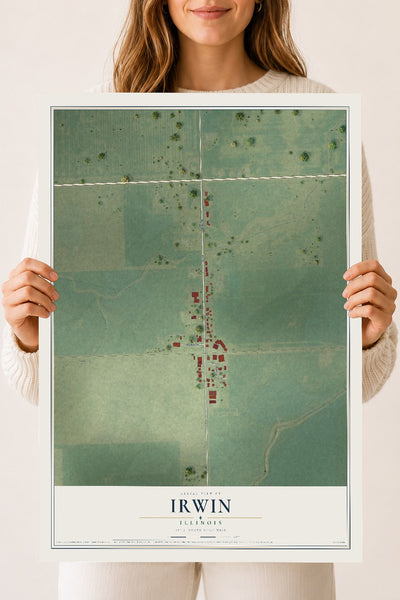 Map of Irwin, Illinois, 18 x 24 inch unframed archival matte print
