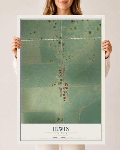 Map of Irwin, Illinois, 24 x 36 inch unframed archival matte print