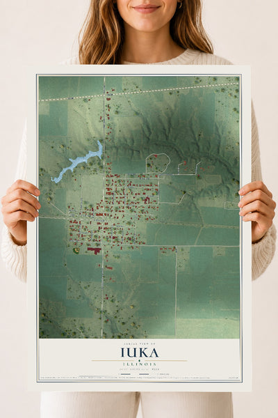 Map of Iuka, Illinois, 18 x 24 inch unframed archival matte print