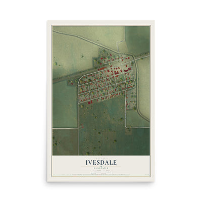 Map of Ivesdale, Illinois, 12 x 18 inch unframed archival matte print