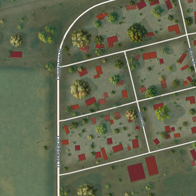 Second close-up of the map of Ivesdale, Illinois print showing more streets and buildings