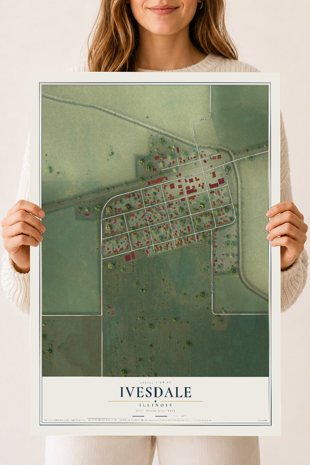 Map of Ivesdale, Illinois, 18 x 24 inch unframed archival matte print