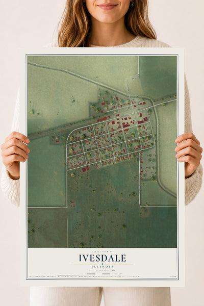 Map of Ivesdale, Illinois, 18 x 24 inch unframed archival matte print