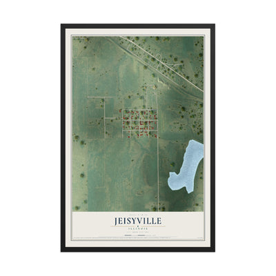 Map of Jeisyville, Illinois, 12 x 18 inch print in a black wood frame
