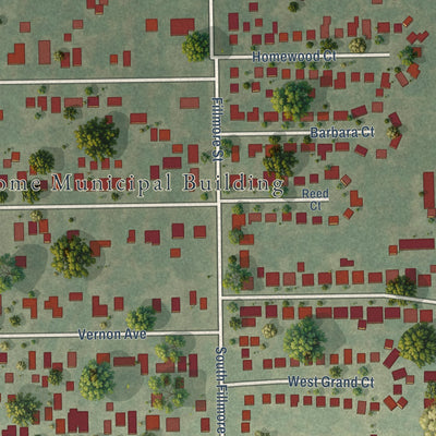 Close-up of the map of Jerome, Illinois print showing street and building detail