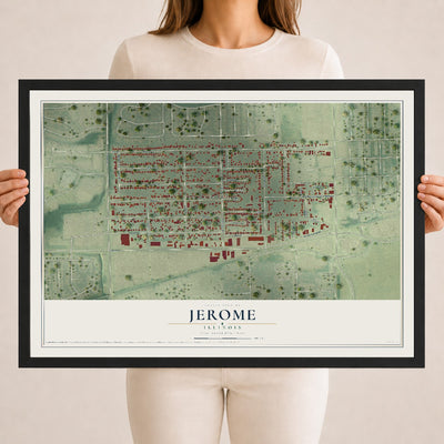 Map of Jerome, Illinois, 18 x 24 inch print in a black wood frame