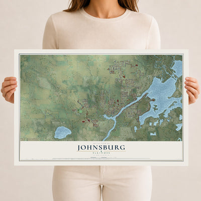 Map of Johnsburg, Illinois, 12 x 18 inch unframed archival matte print