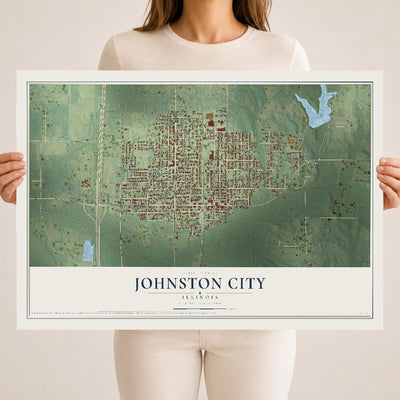 Map of Johnston City, Illinois, 18 x 24 inch unframed archival matte print