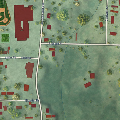 Second close-up of the map of Joppa, Illinois print showing more streets and buildings