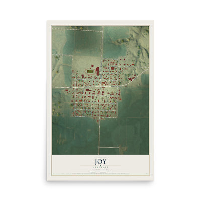 Map of Joy, Illinois, 12 x 18 inch unframed archival matte print