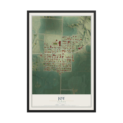 Map of Joy, Illinois, 12 x 18 inch print in a black wood frame