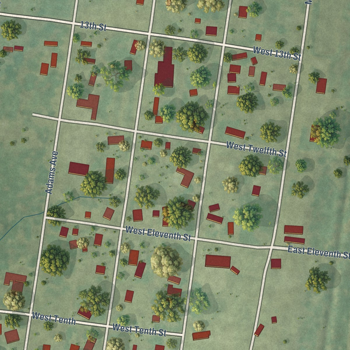 Close-up of the map of Junction City, Illinois print showing street and building detail