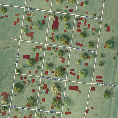 Close-up of the map of Junction City, Illinois print showing street and building detail