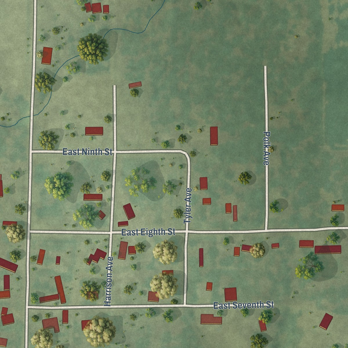 Second close-up of the map of Junction City, Illinois print showing more streets and buildings