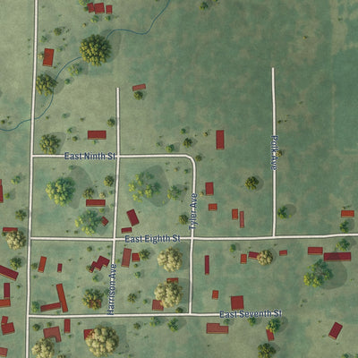 Second close-up of the map of Junction City, Illinois print showing more streets and buildings
