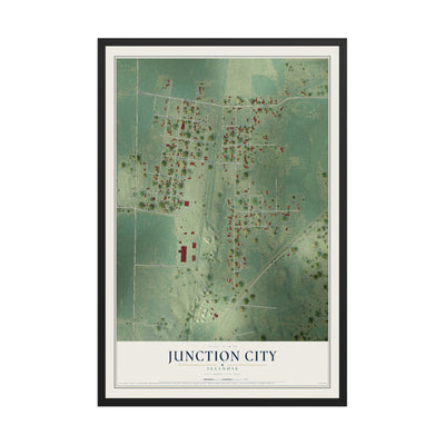 Map of Junction City, Illinois, 12 x 18 inch print in a black wood frame