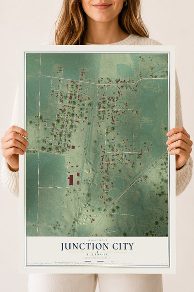 Map of Junction City, Illinois, 18 x 24 inch unframed archival matte print