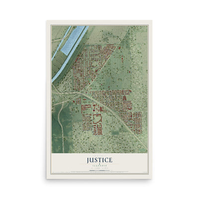 Map of Justice, Illinois, 12 x 18 inch unframed archival matte print