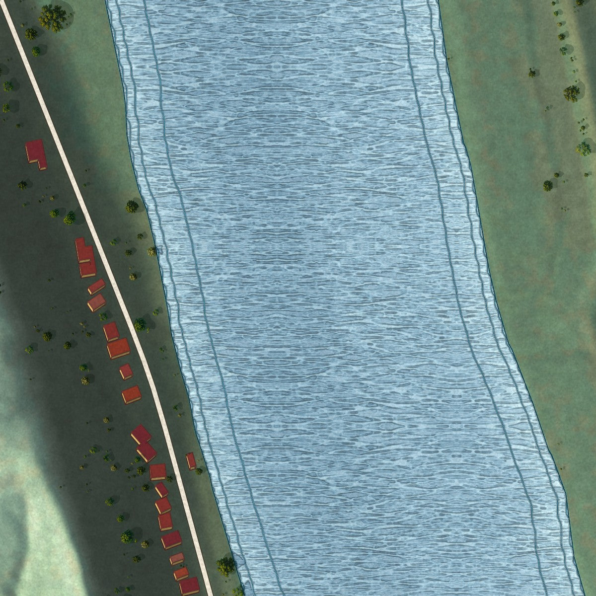 Second close-up of the map of Kampsville, Illinois print showing more streets and buildings
