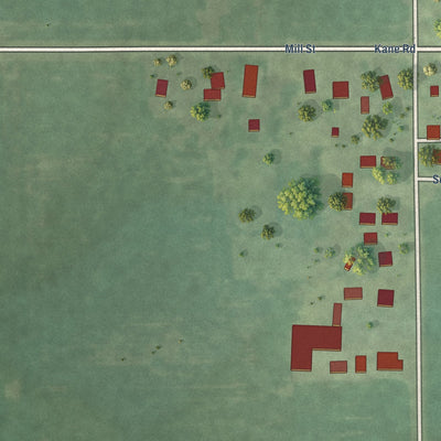 Second close-up of the map of Kane, Illinois print showing more streets and buildings