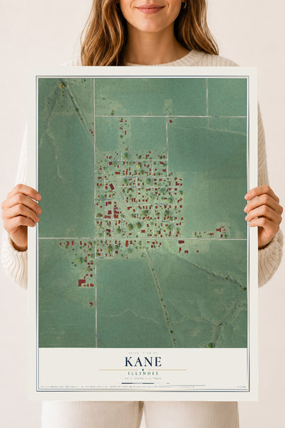 Map of Kane, Illinois, 18 x 24 inch unframed archival matte print