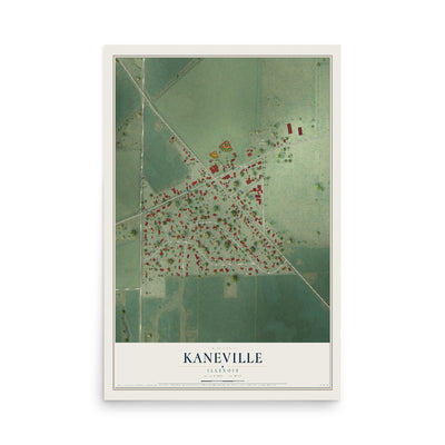 Map of Kaneville, Illinois, 12 x 18 inch unframed archival matte print