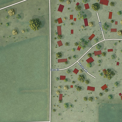 Second close-up of the map of Kaneville, Illinois print showing more streets and buildings