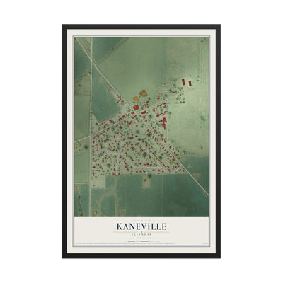 Map of Kaneville, Illinois, 12 x 18 inch print in a black wood frame