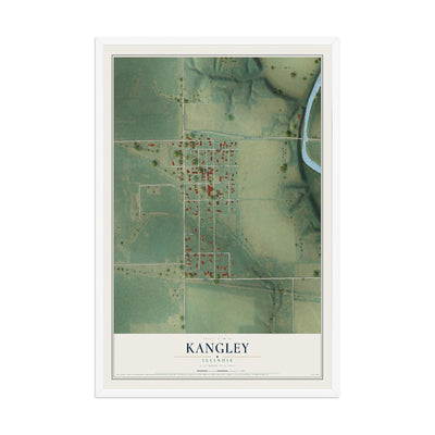 Map of Kangley, Illinois, 12 x 18 inch print in a white wood frame