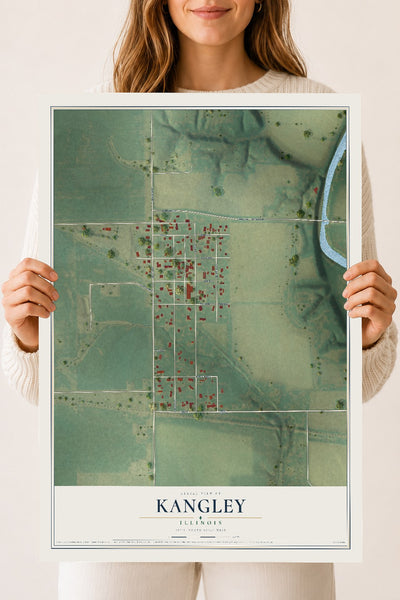 Map of Kangley, Illinois, 18 x 24 inch unframed archival matte print