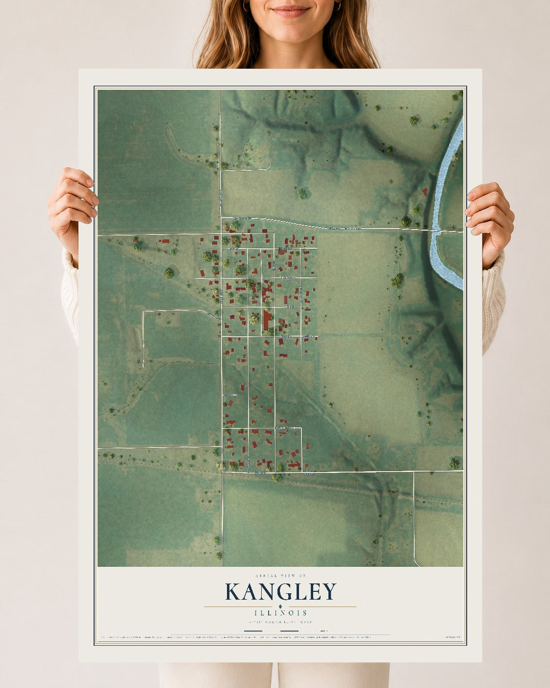 Map of Kangley, Illinois, 24 x 36 inch unframed archival matte print