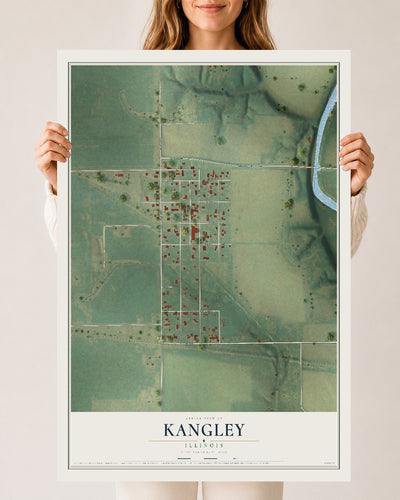 Map of Kangley, Illinois, 24 x 36 inch unframed archival matte print
