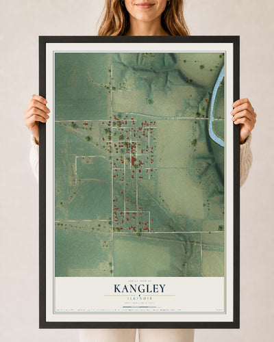 Map of Kangley, Illinois, 24 x 36 inch print in a black wood frame