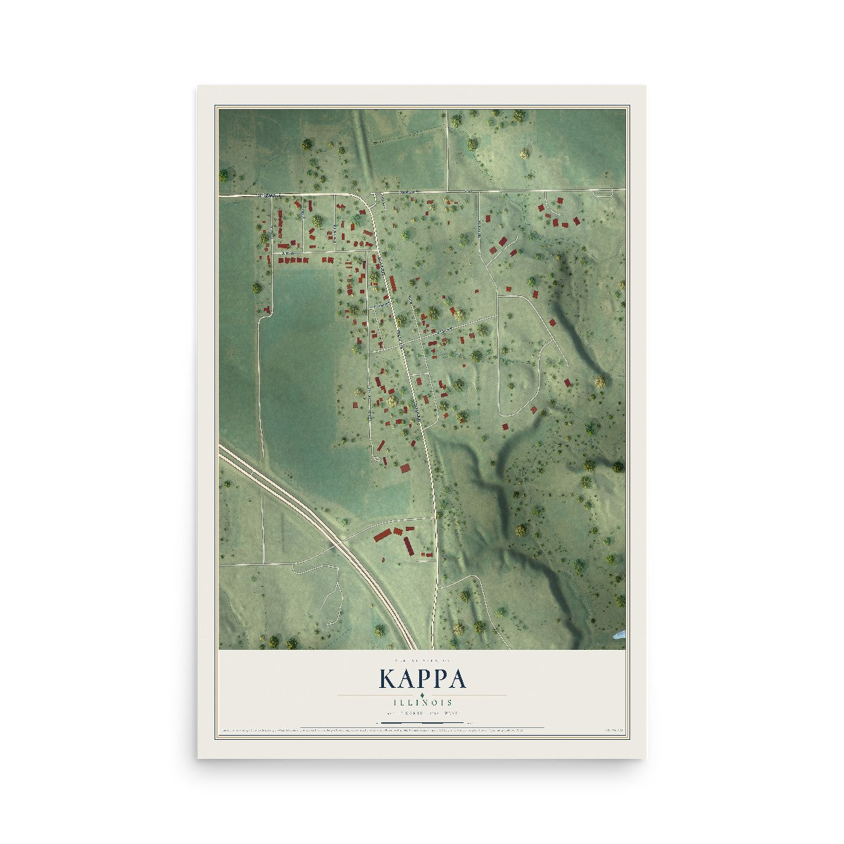 Map of Kappa, Illinois, 12 x 18 inch unframed archival matte print