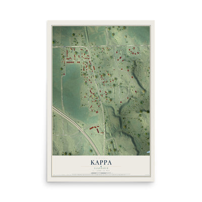 Map of Kappa, Illinois, 12 x 18 inch unframed archival matte print
