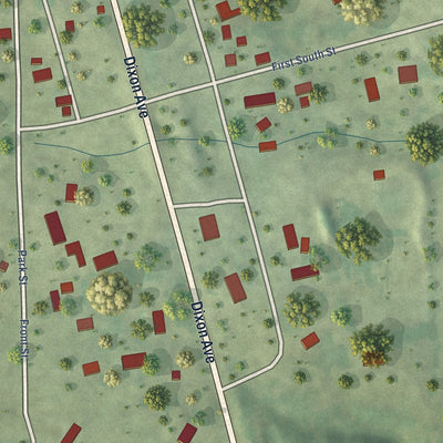Close-up of the map of Kappa, Illinois print showing street and building detail