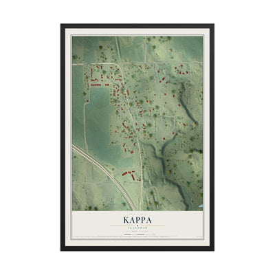 Map of Kappa, Illinois, 12 x 18 inch print in a black wood frame