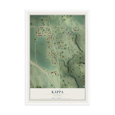 Map of Kappa, Illinois, 12 x 18 inch print in a white wood frame