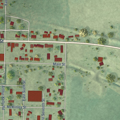 Second close-up of the map of Karnak, Illinois print showing more streets and buildings
