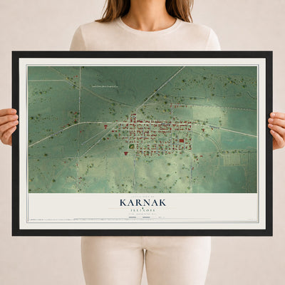Map of Karnak, Illinois, 18 x 24 inch print in a black wood frame