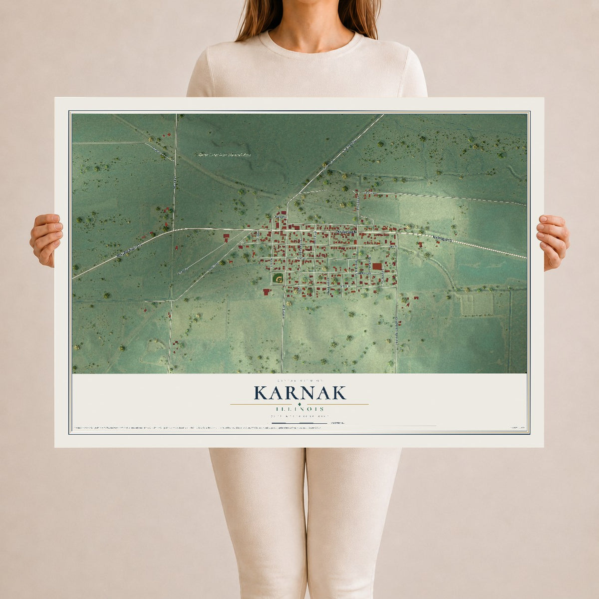 Map of Karnak, Illinois, 24 x 36 inch unframed archival matte print