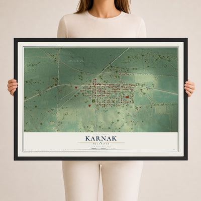 Map of Karnak, Illinois, 24 x 36 inch print in a black wood frame