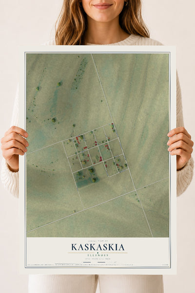 Map of Kaskaskia, Illinois, 18 x 24 inch unframed archival matte print