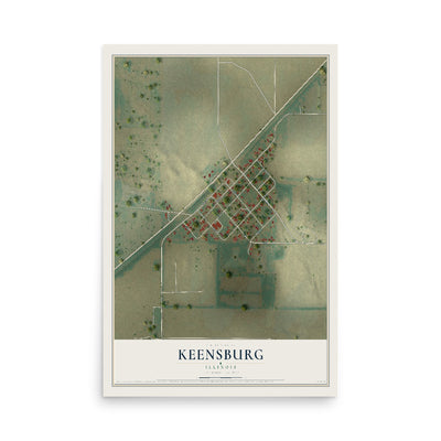 Map of Keensburg, Illinois, 12 x 18 inch unframed archival matte print
